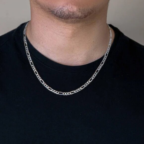 Sterling Silver 925 High Polished Figaro Chain 4.9mm 24 inches